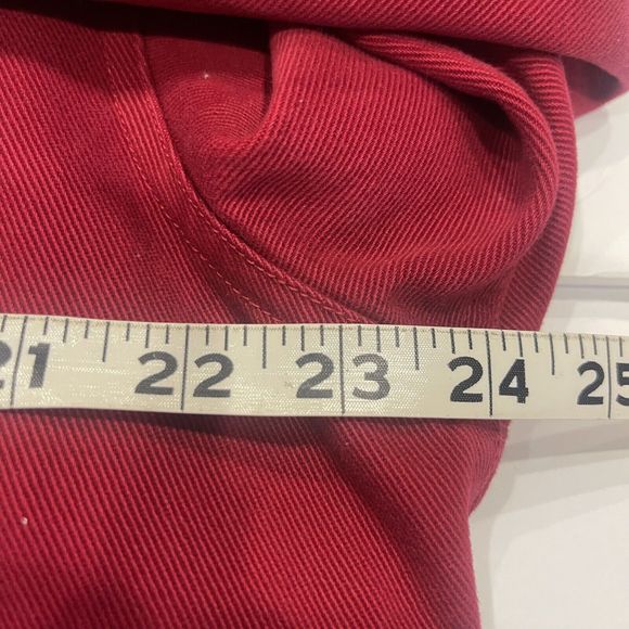 Vintage Jones Jeans Women's Red Denim Jacket Metal Buttons Leather Colla… - Picture 10 of 13